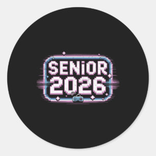 Abschlussvibes für Senior 2026 Retro-Gamer Runder Aufkleber