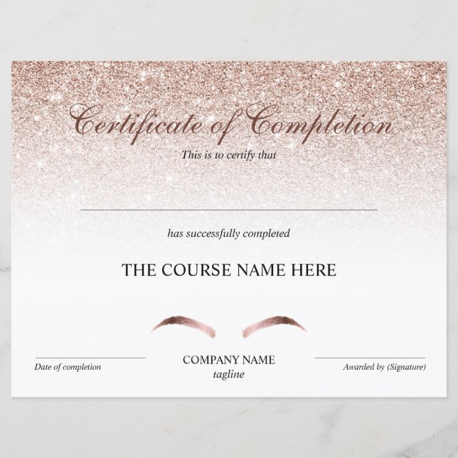 Abschlusszertifikat "Brows Courses" (Vorderseite)