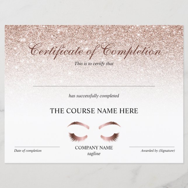 Abschlusszertifikat "Brows Lash Course" (Vorderseite)