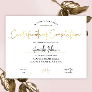 Abschlusszertifikat Imitate Gold Beauty Award