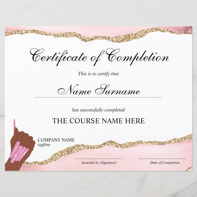 Abschlusszertifikat Kurskurs Nail Artist (Vorderseite)