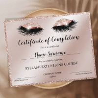Abschlusszertifikat Lashes Kurs