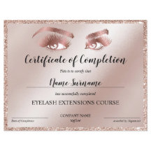 Abschlusszertifikat Lashes Kurs