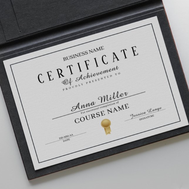 Abschlusszertifikat Schwarz/Weiß (Certificate Of Completion Awards Black And White)