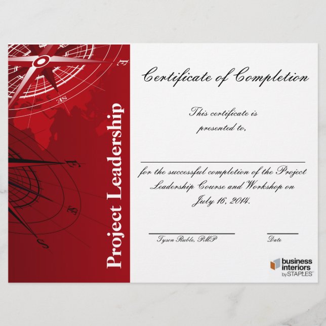 Abschlusszeugnis des Leadership Workshops (Vorderseite)