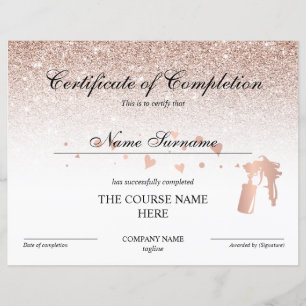Abschlusszeugnis des Spray Tans Course