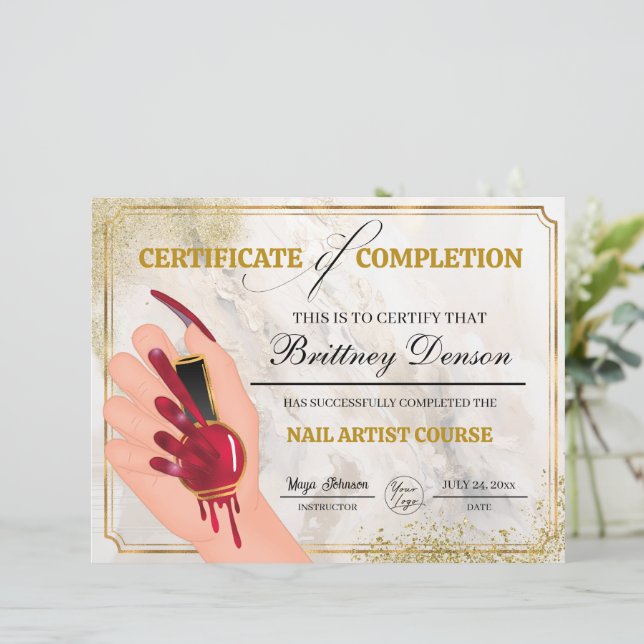Abschlusszeugnis für Nageltechniker (Stehend Vorderseite)