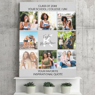 Abschlusszitat 8 Foto-Collage monogrammiert Grau Leinwanddruck