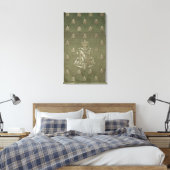 Abschnitt des grünen und goldenen Damastes Leinwanddruck (Insitu (Schlafzimmer))