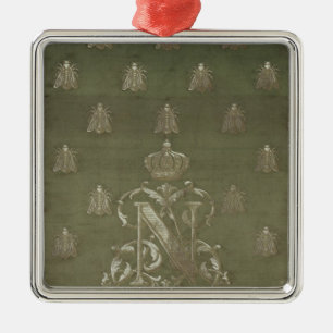 Abschnitt des Grüns und des Golddamastes Silbernes Ornament