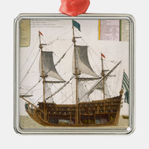 Abschnitt durch ein französisches erstklassiges silbernes ornament