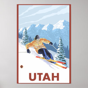 Abschüssiger Schnee SkierUtah Poster