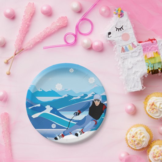 Abschüssiger Skier-Papier-Teller Pappteller (Party)