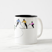 ABSCHÜSSIGER SKIFAHRER-SCHNEE-SPORT ZWEIFARBIGE TASSE (VorderseiteRechts)