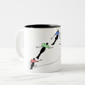 ABSCHÜSSIGER SKIFAHRER-SCHNEE-SPORT ZWEIFARBIGE TASSE (Vorderseite Links)