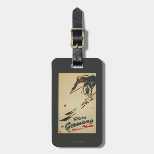 Abschüssiger Skifahrer - Sportund VergnügenPromo Gepäckanhänger (Vorderseite vertikal)