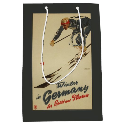 Abschüssiger Skifahrer - Sportund VergnügenPromo Mittlere Geschenktüte (Vorderseite)