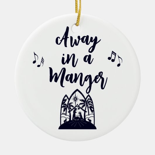 Abseits in einer Manger Weihnachten Minimalistisch Keramik Ornament (Vorne)