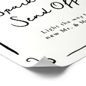 Absenden von Funkenkler mit weißer Hand Poster (Ecke)