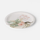 Absinken in Liebe mit kinderfarbenem Kürbispink Pappteller (Schrägansicht)