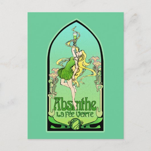 Absinthe Art Nouveau Postkarte (Vorderseite)