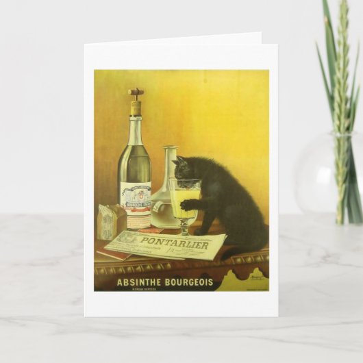 Absinthe Bourgeois und Cat Fine Vintage Poster Karte (Vorderseite)