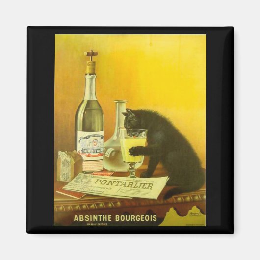 Absinthe Bourgeois und Cat Fine Vintage Poster Magnet (Vorne)