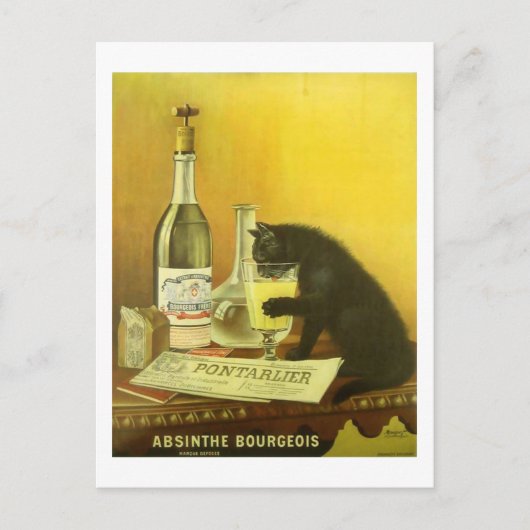 Absinthe Bourgeois und Cat Fine Vintage Poster Postkarte (Vorderseite)