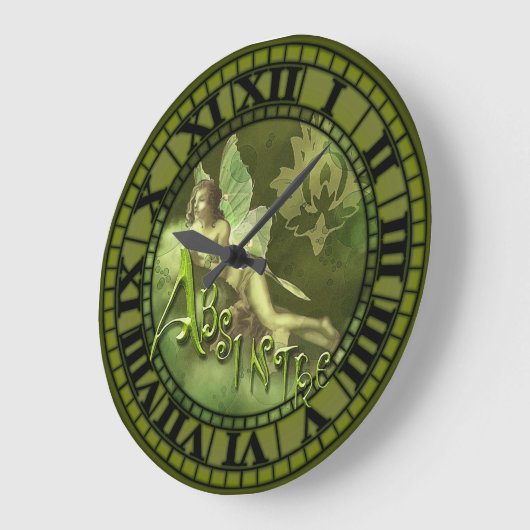 Absinthe Fairy Collage 2 Große Wanduhr (Winkel)