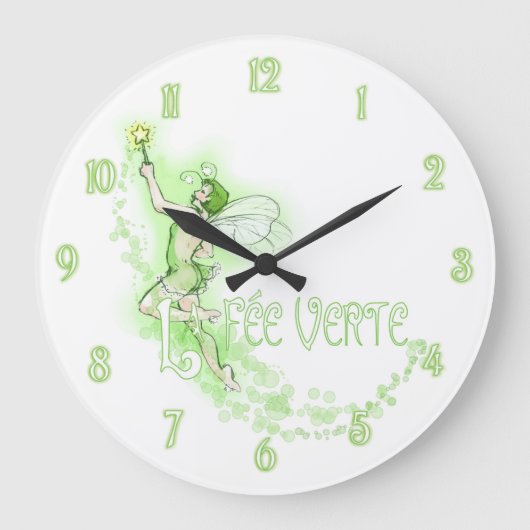 Absinthe Fairy Große Wanduhr (Vorderseite)