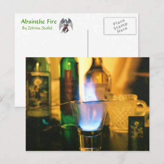 Absinthe Fire Postcard Postkarte (Vorne/Hinten)