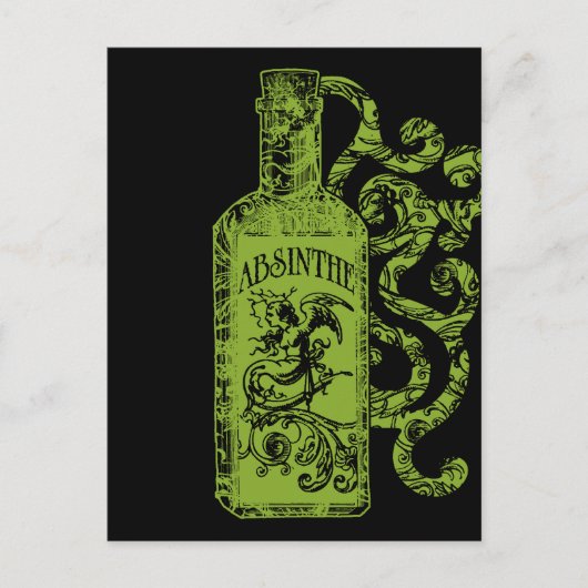 Absinthe Flasche Wirbel Postkarte (Vorderseite)