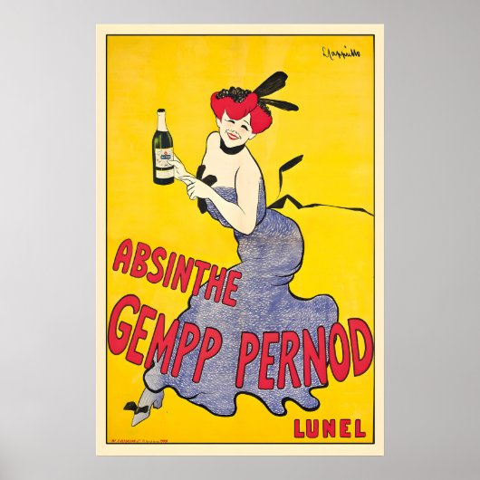 Absinthe Gempp Pernod Vintage-Werbeplakat b Poster (Vorne)