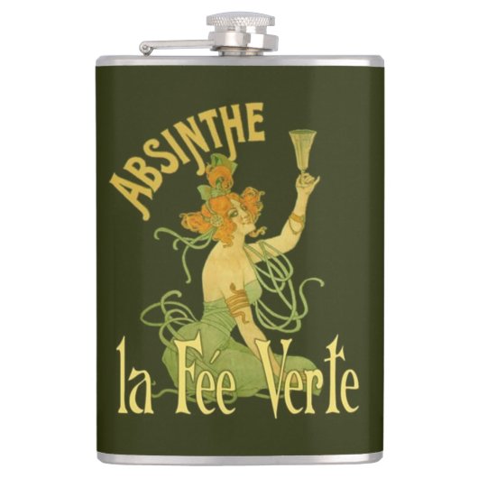 Absinthe Green Fairy La Fee Verte, Poster Steampun Flachmann (Vorderseite)