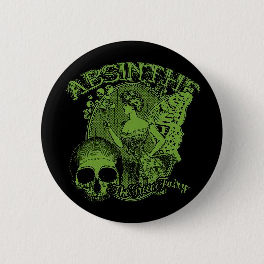 Absinthe Green Fairy Lady Button (Vorderseite)