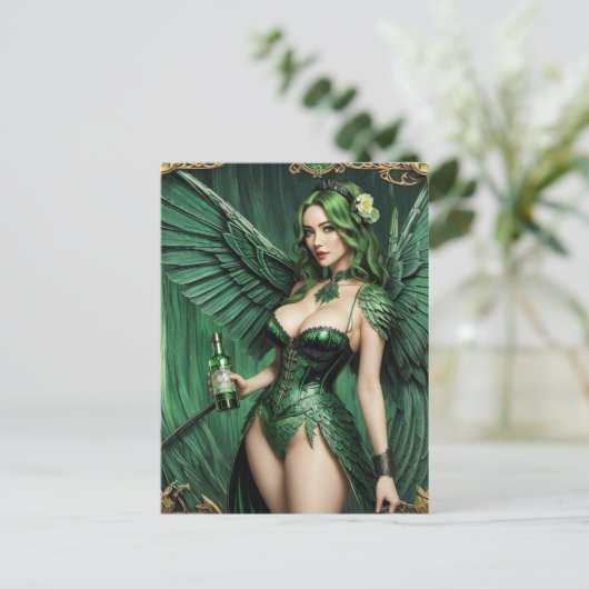 Absinthe Green Fairy Postcard Postkarte (Stehend Vorderseite)