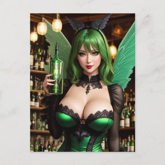 Absinthe Green Fairy Postcard Postkarte (Vorderseite)
