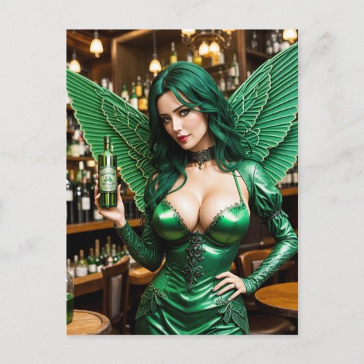 Absinthe Green Fairy Postcard Postkarte (Vorderseite)