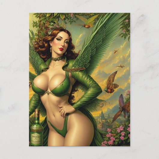 Absinthe Green Fairy Postcard Postkarte (Vorderseite)