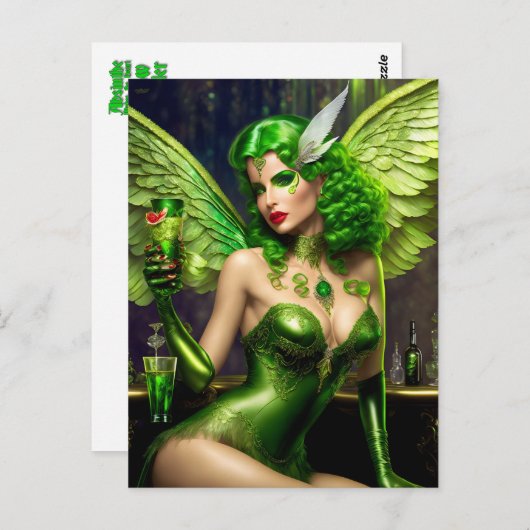 Absinthe Green Fairy Postcard Postkarte (Vorne/Hinten)