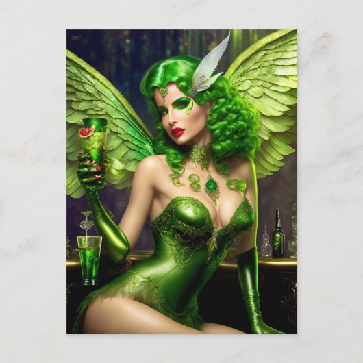 Absinthe Green Fairy Postcard Postkarte (Vorderseite)