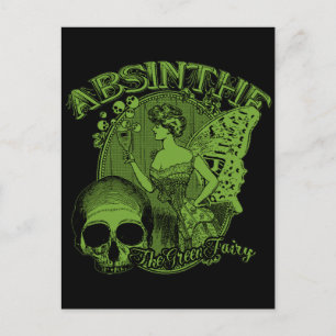 Absinthe Grüne Feen-Dame Postkarte