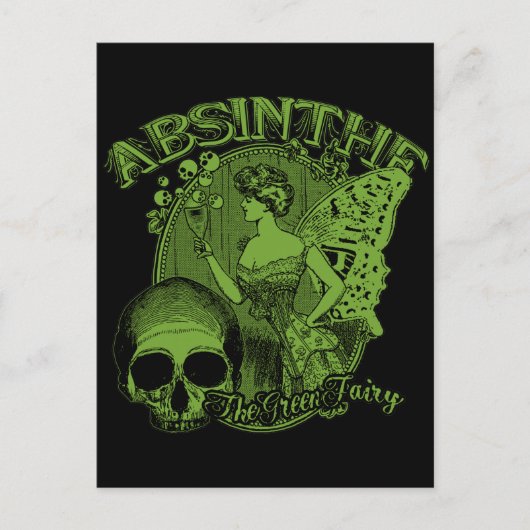 Absinthe Grüne Feen-Dame Postkarte (Vorderseite)