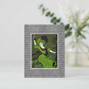 Absinthe in Green Vintage und Harlequin Border Postkarte