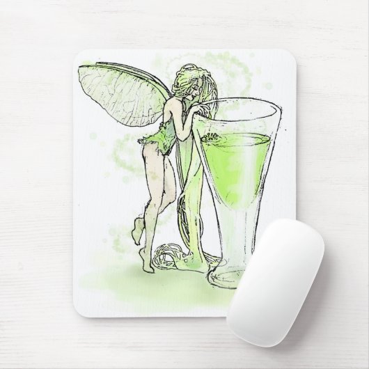 Absinthe La Fee Verte Fairy mit Glas (kein Text) Mousepad (Mit Mouse)