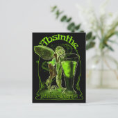 Absinthe La Fee Verte Fairy mit Glas Postkarte (Stehend Vorderseite)