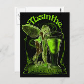 Absinthe La Fee Verte Fairy mit Glas Postkarte (Vorne/Hinten)