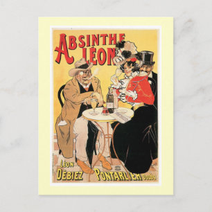 Absinthe Leon Vintage-Wein-Getränkewerbung Kunst Postkarte