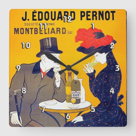 Absinthe, Leonetto Cappiello Fine Vintag Quadratische Wanduhr (Vorderseite)