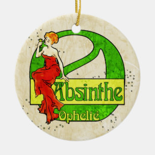 Absinthe Ophelie Woman in Red Dress Keramik Ornament